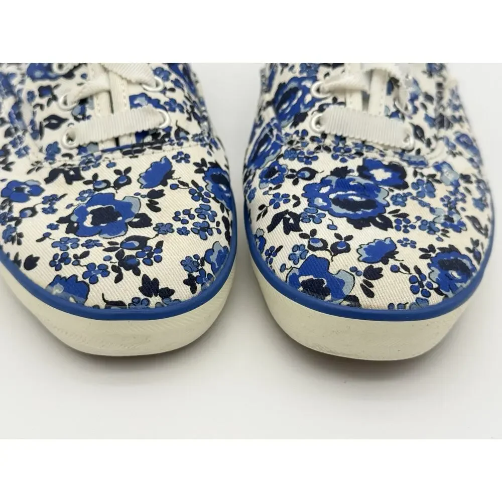 Keds Champion Blue Floral Canvas Lace-Up Sneakers Women’s Size 7.5 - Picture 3 of 10
